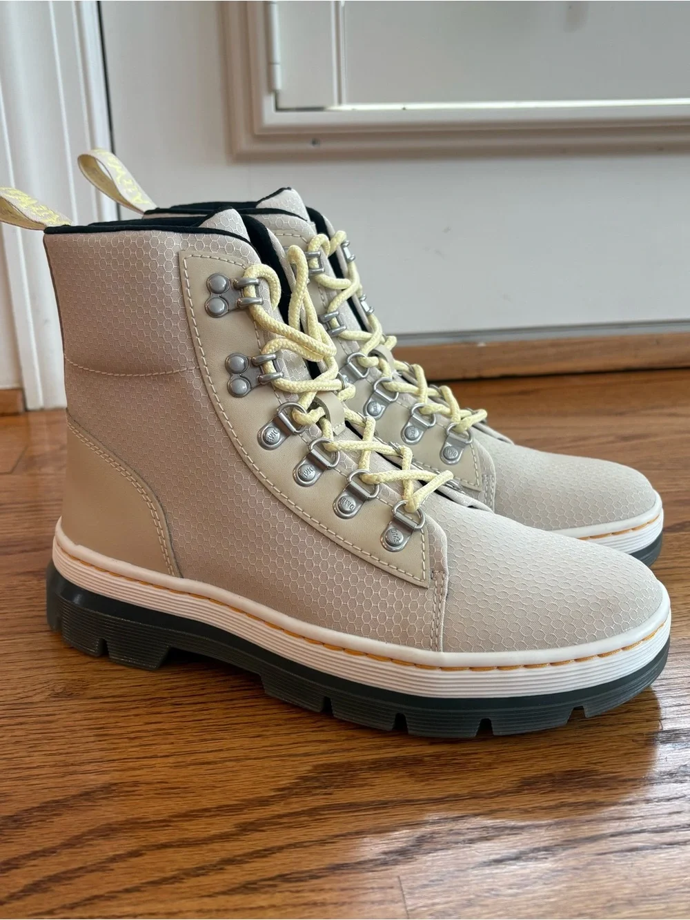 Dr. Martens Beige Lace-Up Lug Sole Boots